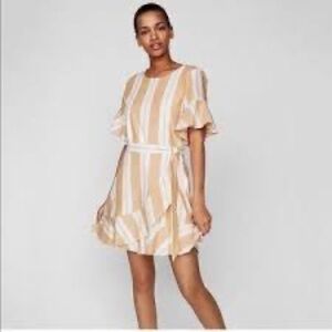 Express yellow and white Wrap Dress size small